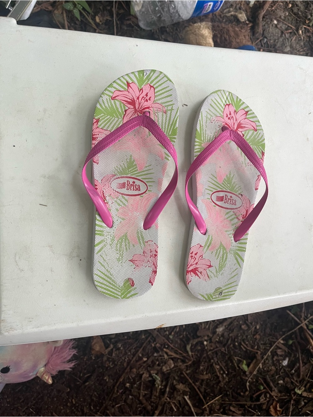 Brisa Women's Pink Floral Flip Sandals